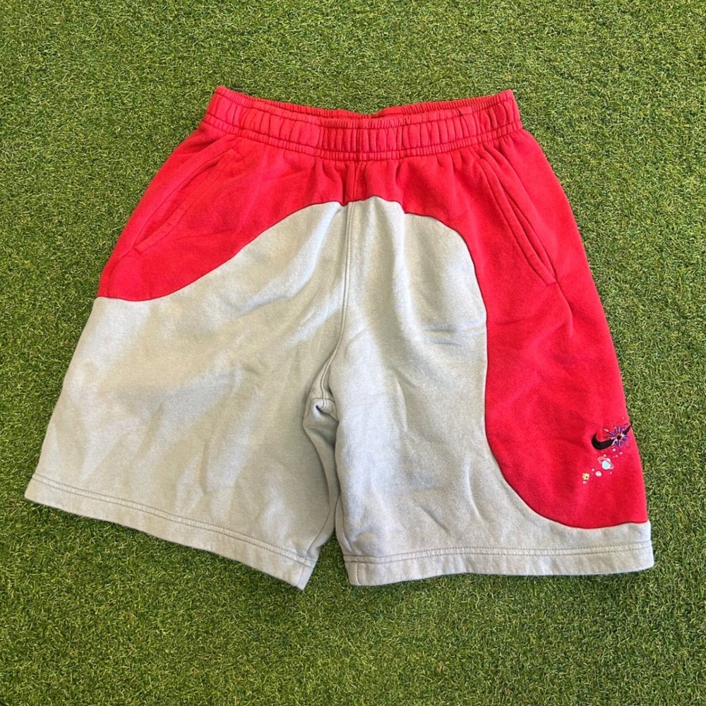 Nike Mens Fleece Shorts Red Grey Colorblock Space Swoosh Medium DN4416-063